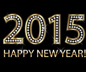 Diamond with gold 2015 new year background