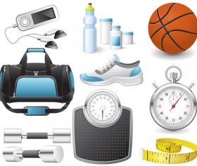 Different sports equipment vector icons 01