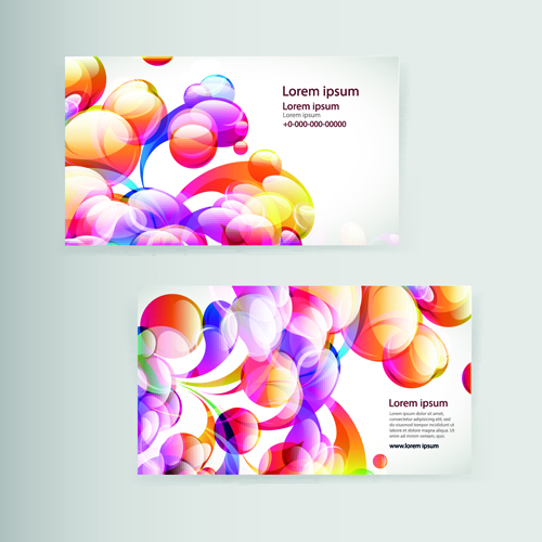 Dynamic colored elements business cards vector 01