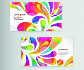 Dynamic colored elements business cards vector 02