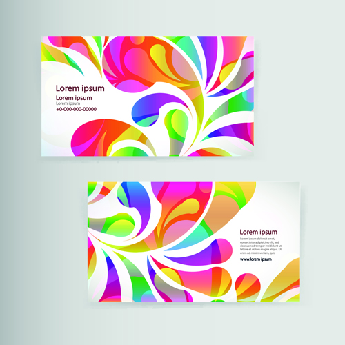 Dynamic colored elements business cards vector 02