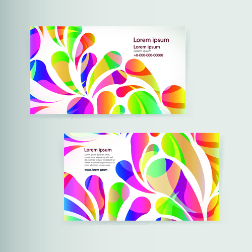Dynamic colored elements business cards vector 03
