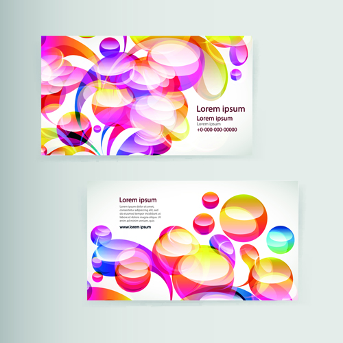 Dynamic colored elements business cards vector 04