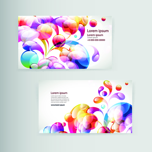 Dynamic colored elements business cards vector 05