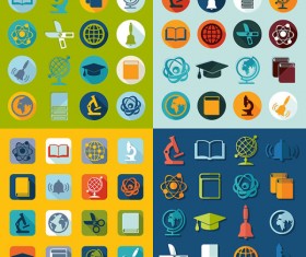 Education and teaching flat icons vector