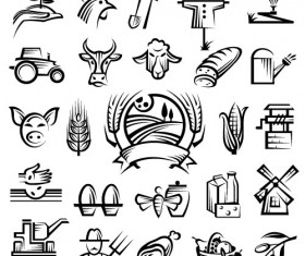 Farm logos hand drawn vector