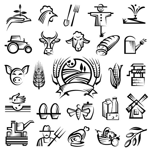Farm logos hand drawn vector