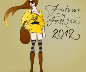 Fashion shopping girls vector background 03