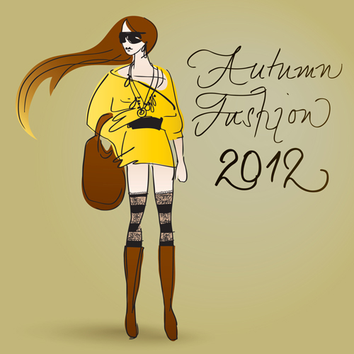 Fashion shopping girls vector background 03