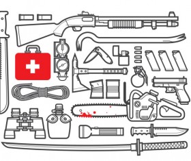 Field survival hand drawn vector