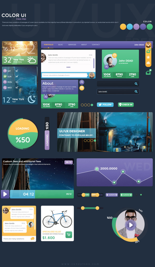 Flat business style web UI elements kit