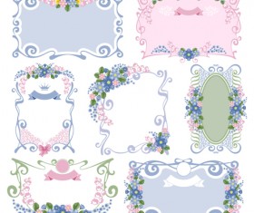 Flower ornament frames vector set