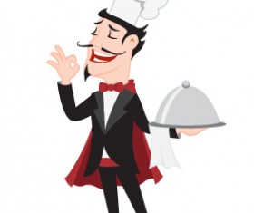 Funny chef and food vector