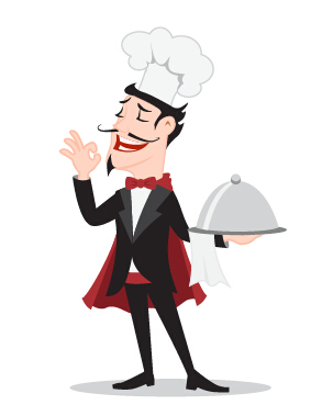 Funny chef and food vector