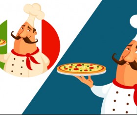 Funny chef with pizza vector