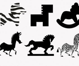 Funny zebra with horse silhouette vector