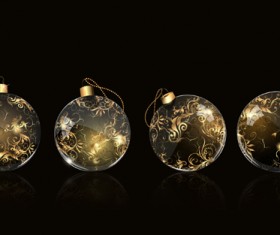 Glass christmas baubles vector material