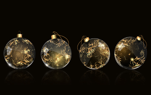 Glass christmas baubles vector material
