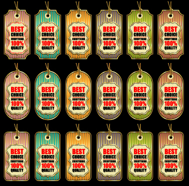 Golden best sales tags vector material 01
