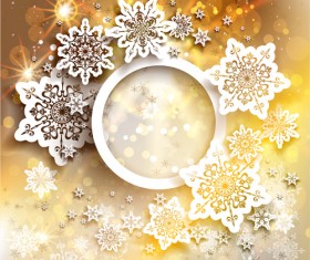 Golden christmas background with snowflake vecror 01
