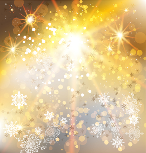 Golden christmas background with snowflake vecror 02