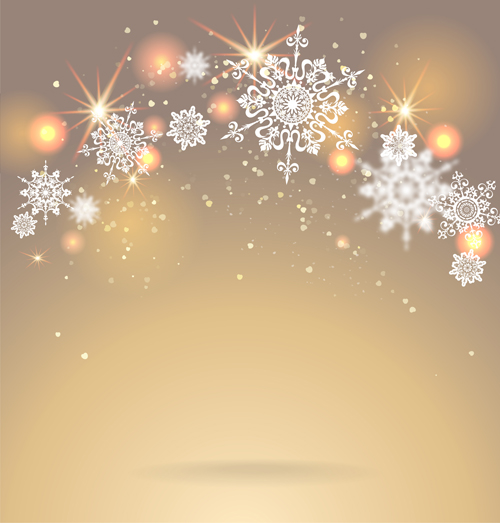 Golden christmas background with snowflake vecror 03 free download