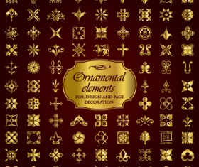 Golden christmas ornament elements vectors