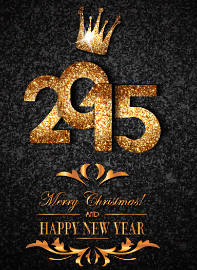 Golden crown 2015 new year and christmas background vector