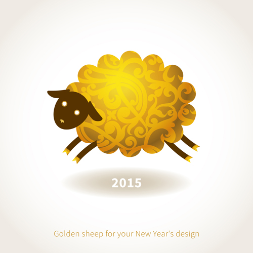 Golden sheep 2015 new year background vector