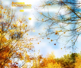 Golden yellow autumn nature landscape vector 04