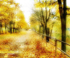 Golden yellow autumn nature landscape vector 05