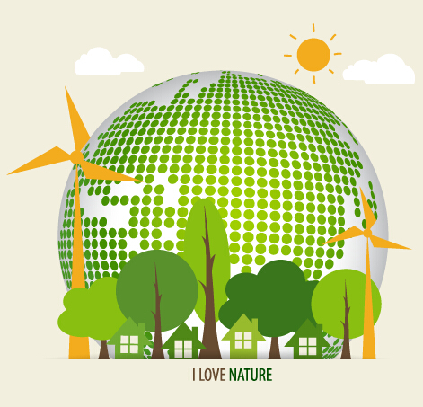 Green ecology earth poster design vector 03