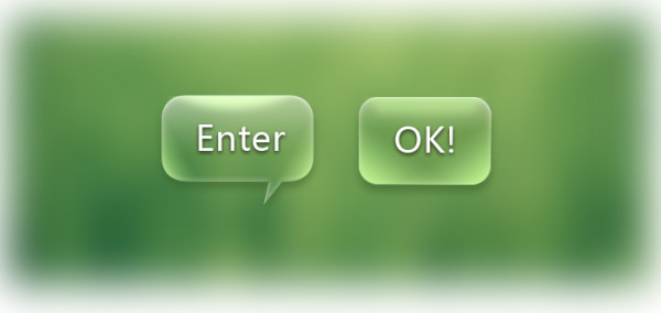 Green transparent psd button
