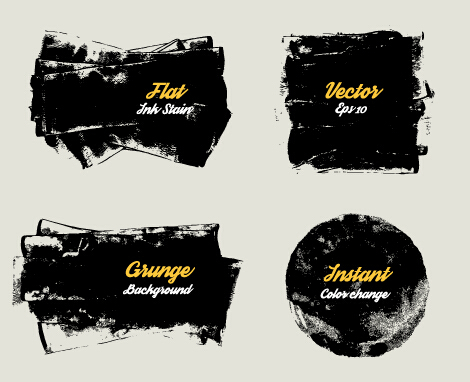 Grunge ink shapes background vector