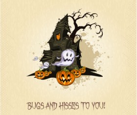 Halloween cartoon castle background vector
