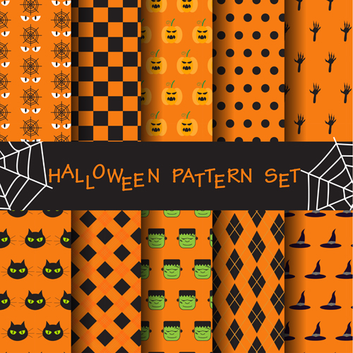 Halloween elements seamless pattern vector 02