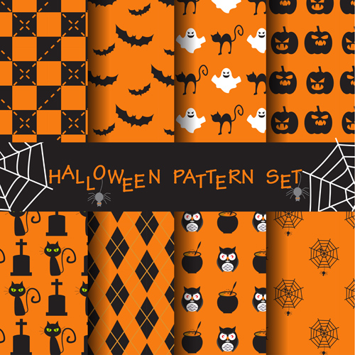Halloween elements seamless pattern vector 04