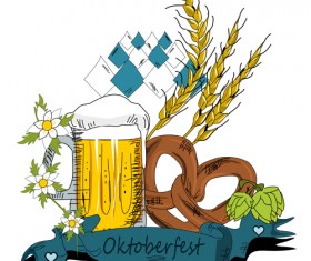 Hand drawn beer label vector material 03