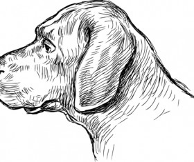 Hand drawn dog art vector material 03