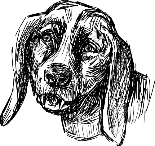 Hand drawn dog art vector material 04