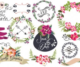 Hand drawn flower frame with ornament elements vector 02