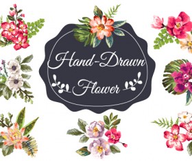 Hand drawn flower vintage vector