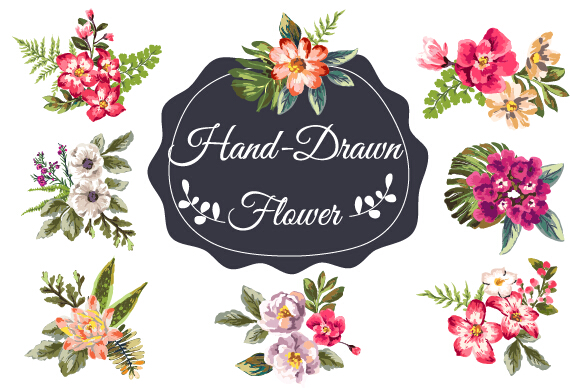 Hand drawn flower vintage vector