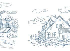 Hand drawn countryside landscapes vector 01
