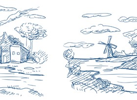 Hand drawn countryside landscapes vector 03