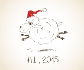 Hand drawn sheep year 2015 background