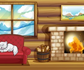 Home fireplace vector background material 01
