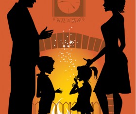 Home fireplace vector background material 02