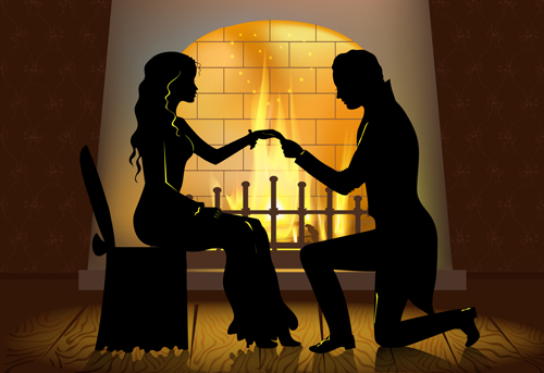 Home fireplace vector background material 03