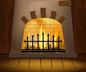 Home fireplace vector background material 04